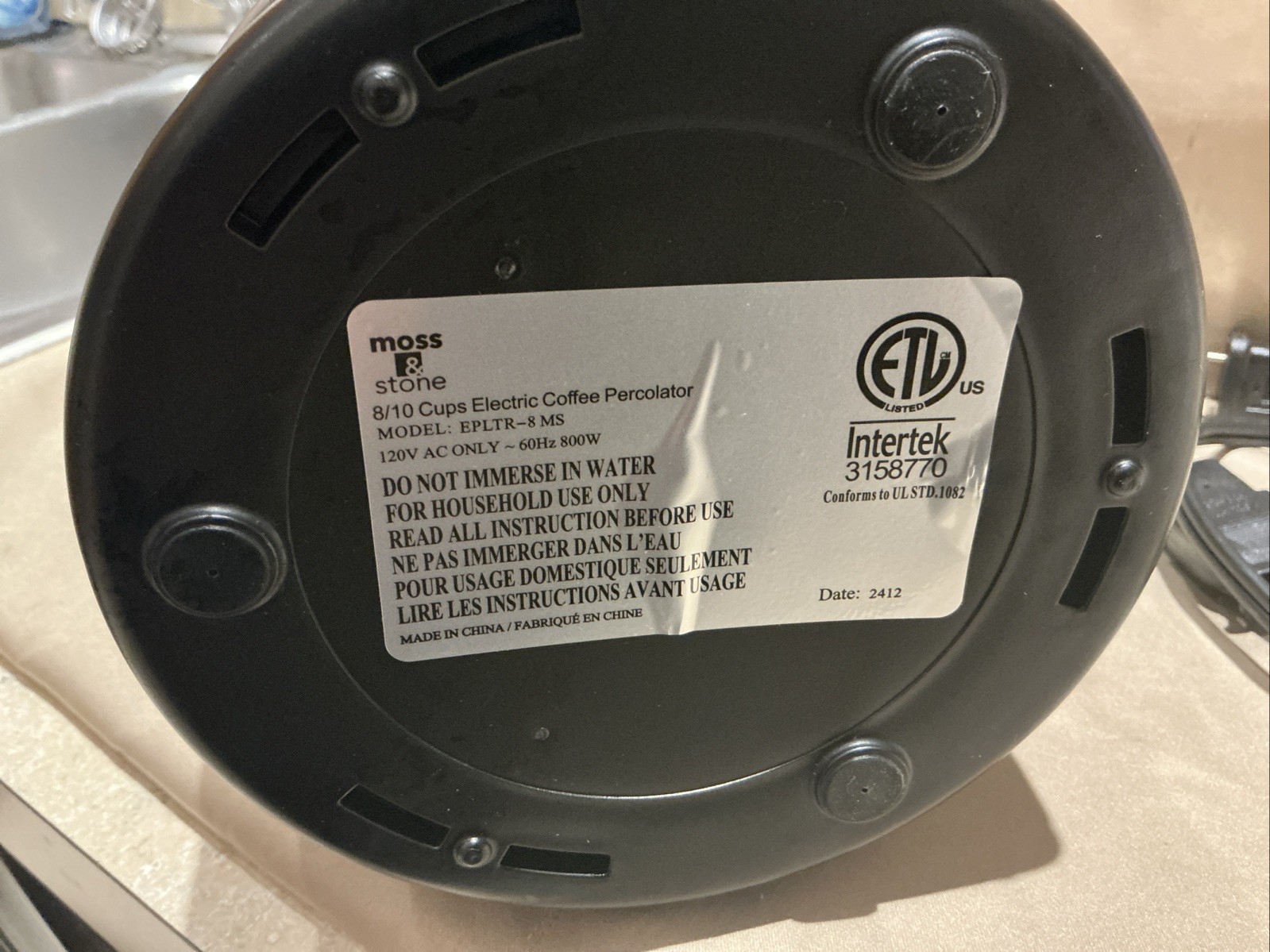 Moss & Stone Percolator Coffee Pot Electric 8/10 Cup Stainless Steel