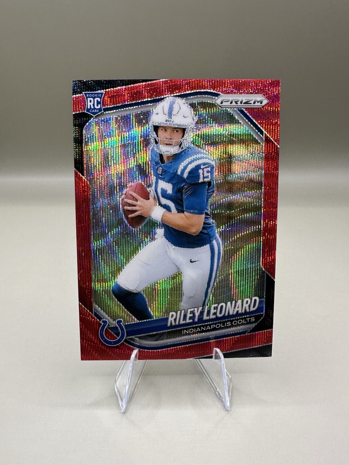 2025 Panini Prizm Rookies Riley Leonard #342 Red Wave Prizm /149 (RC)