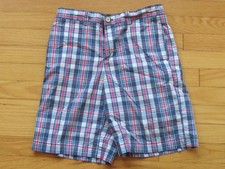Boys Vineyard Vines shorts navy pink plaid size 14