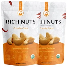 Crunchy Curry Gourmet Sprouted Cashews | Vegan, Paleo, Keto | Curry Powder, C...