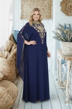 Islamic Dubai Stylish Kaftan Elegant Navy Blue Eid SALE Abaya Moroccan Georgette