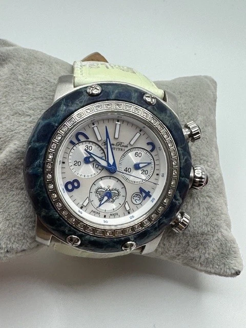 Glam Rock Miami GR10108 Swiss Chronograph Diamond Bezel Quartz Watch New Battery - image 3 of 4