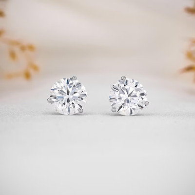 IGI zertifizierte Lab Grown Diamant Ohrstecker Solitär 14k massiv Gold 3 Krappen