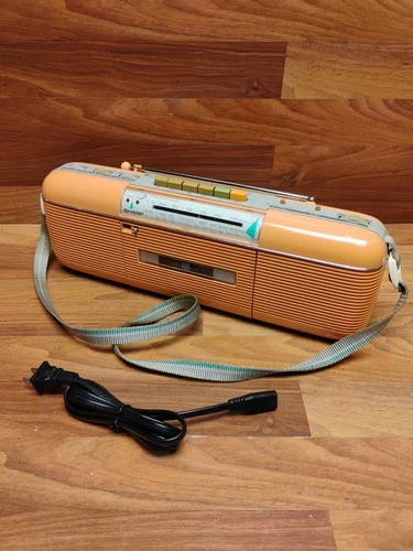 Sharp QT-50P Peach Color AM FM Boombox Radio Cassette Stranger Things PLEAS READ