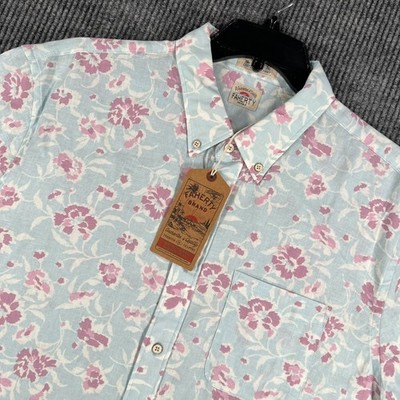 Faherty Breeze Shirt Mens 2XL XXL Blue Floral Short Sleeve Button Down New