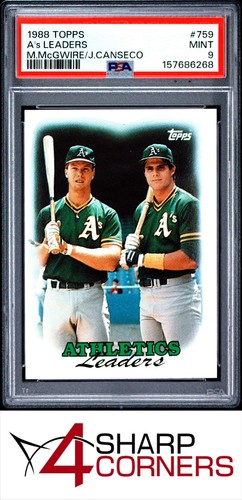 1988 TOPPS #759 MARK McGWIRE-JOSE CANSECO ATHLETICS PSA 9