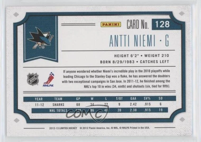 2012-13 Panini Limited /299 Antti Niemi #128 - Image 2 of 2