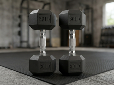 #ad 2 X 30lb Pound Dumbbell Pair Rubber Hex Weights Set 60 lbs Total Workout Gym NEW $49.99