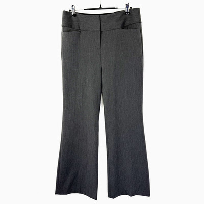 Express Pants Womens Sz 4 Editor Wide Waistband Flare Low Rise Charcoal Trouser