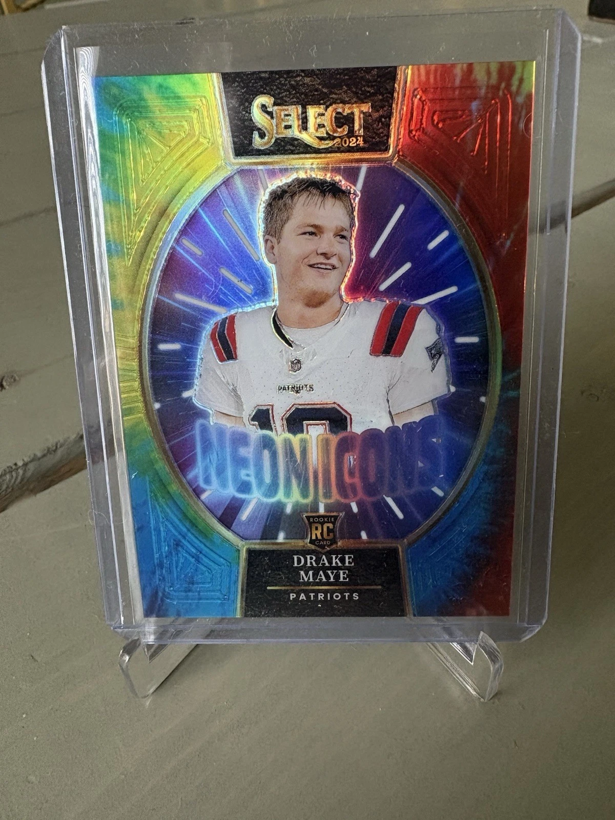 Drake Maye 2024 Select Tie Dye Prizm /25 Rookie Rc Patriots Neon Icons