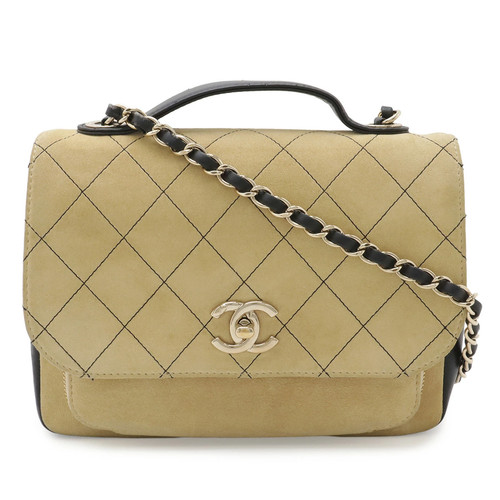 CHANEL Business Affinity Small Mini Flap Bag Handbag 2WAY Chain Shoulder Suede B