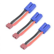 JFtech 3 pcs EC5 Male to T-Plug Female Connector RC EC5-T, Blue and Red