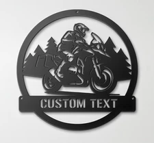Custom Motorcycle Metal Wall Art Travel Adventure Name Sign Perfect Gift Idea