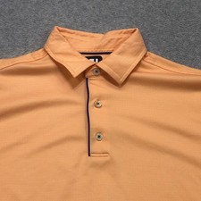 Footjoy FJ Polo Shirt Men's Large Orange Logo Golf Performance LIghtweight