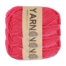 3Pcs Crocheting Yarn, 1.8mm Dark Pink 5 Ply Acrylic Yarn 150 G,164 Yards Total