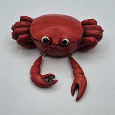 Red Crab Figurine Freestanding Animal Decor with Moveable Claws
