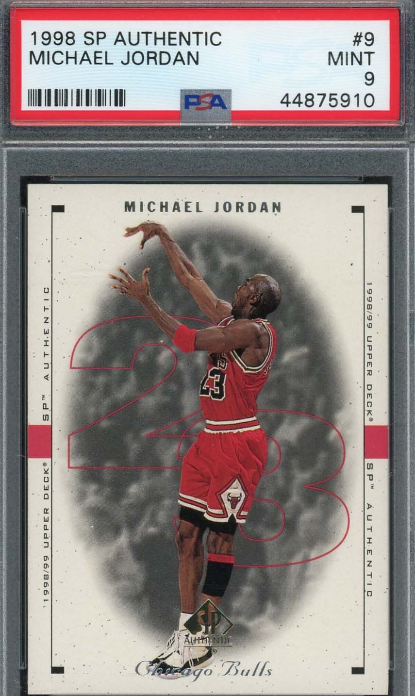 Michael Jordan 1998 SP Authentic Upper Deck Basketball Card #9 Graded PSA 9 MINT view 1