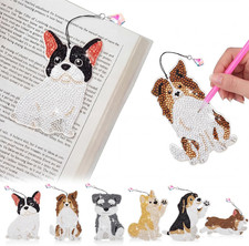 6 Pcs Dog 5d Diamond Art Bookmarks for Adult DIY Painting Kit