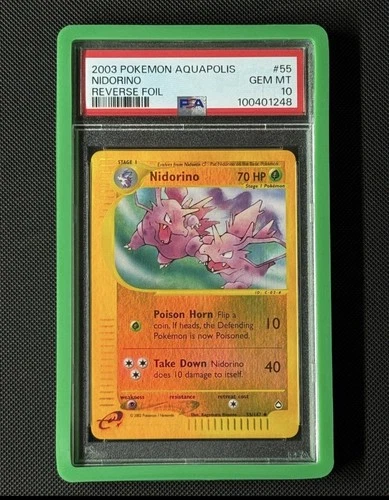 nidorino #55/147 psa 10 Reverse Foil Aquapolis Pokémon 2003 Pop 4