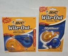 BIC White Wite Out Correction Tape, 2 Pack Lot New