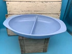 PYREX Delphite Blue #1063 Divided Vintage Oval Casserole Dish 1½ Quart