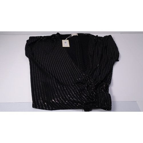 NWT Ramy Brook Women's Margie Black Silver Knit Sleeve Top S NWT 295 - Picture 6 of 10