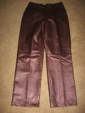 Womens Brown MARGARET GODFREY Lined Leather Pants 8 Petite