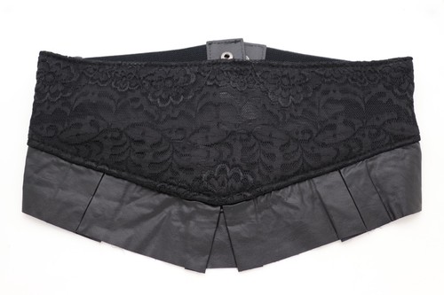 Women Black Wide Elastic Strap Floral Lace Fabric Sexy Fun Belt Hip Waist Size S - Foto 1 di 12