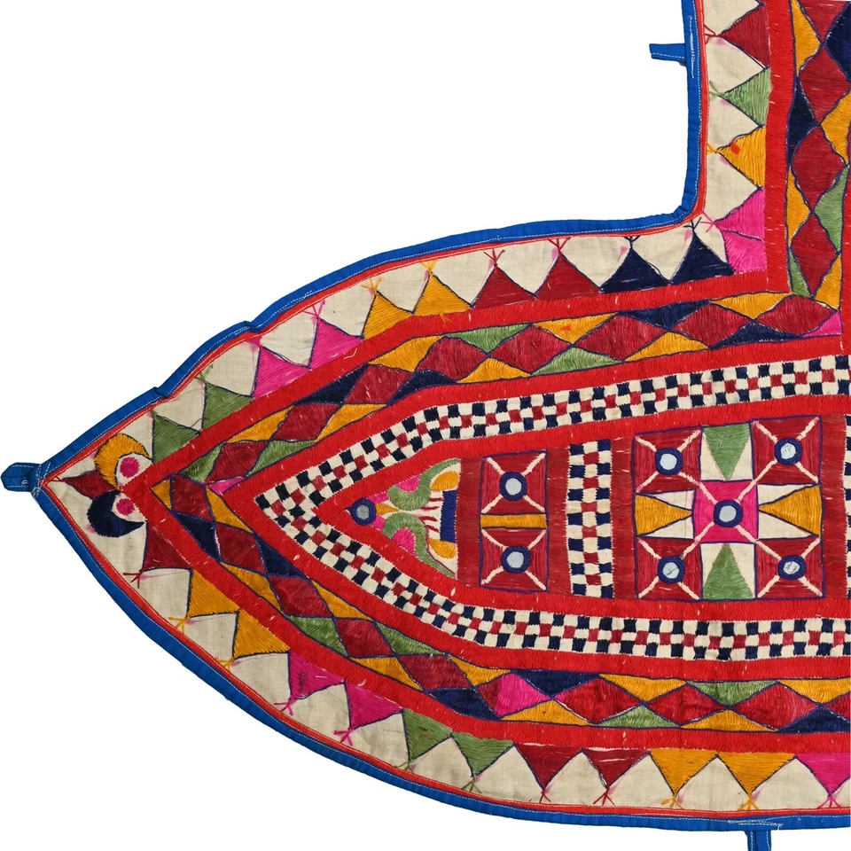 Espejo colgante de pared trabajo bordado hecho a mano tapiz algodón para decoración del hogar. Foto 4 de 4