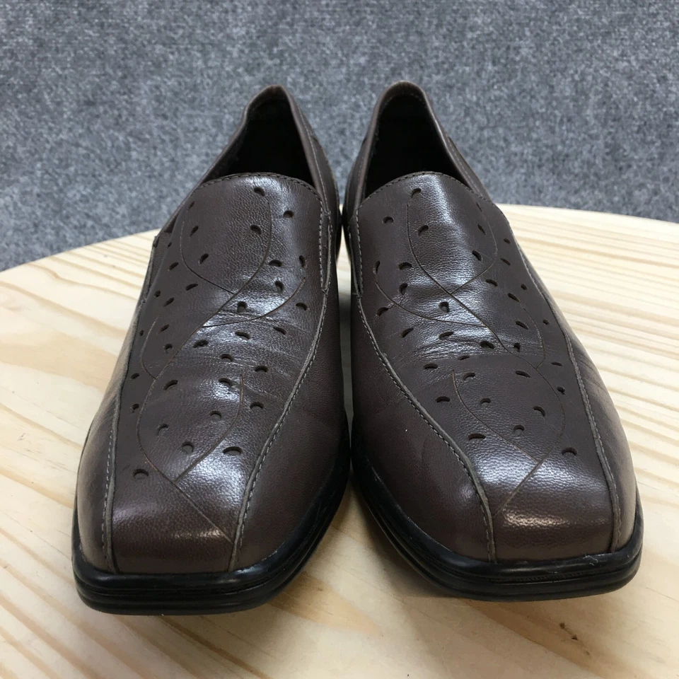 Aravon Zapatos Mujer 9.5 B Kiley Mocasines Sin Cordones Cuero Marrón Puntera Cuadrada Baja Foto 4 de 4