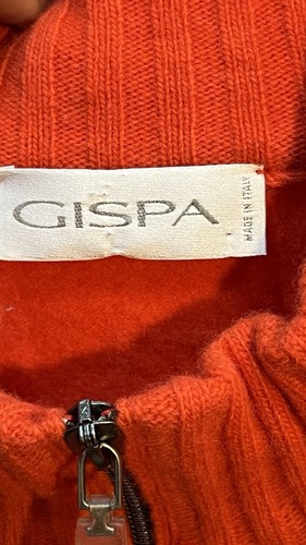 Gispa Virgin Wool Coat Sweater Extra Large Made In Italy Orange Full Zip - Picture 6 of 12
