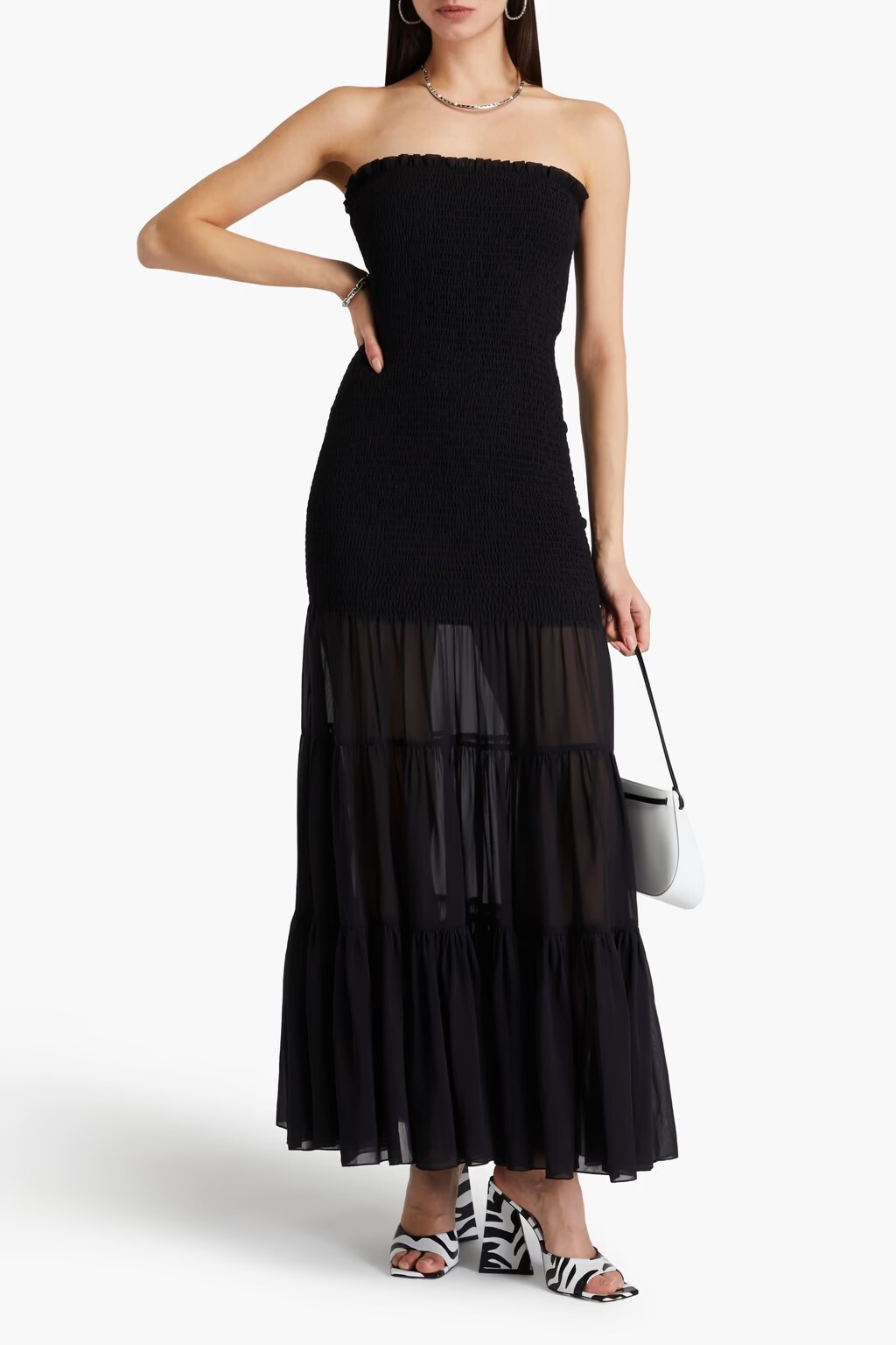 Rotate Birger Christensen Black Chiffon Strapless Dress 36 NWT image 4