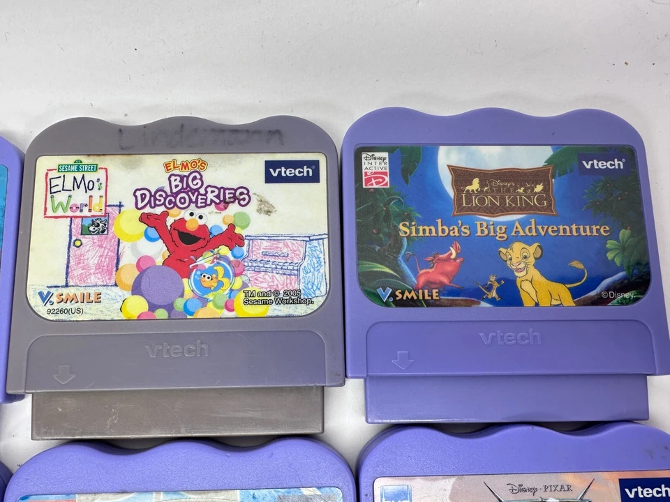 Lot of 8 VTECH V.Smile  game Cartridges Dora Elmo Cars SpiderMan Nemo Untested - Image 4 of 4