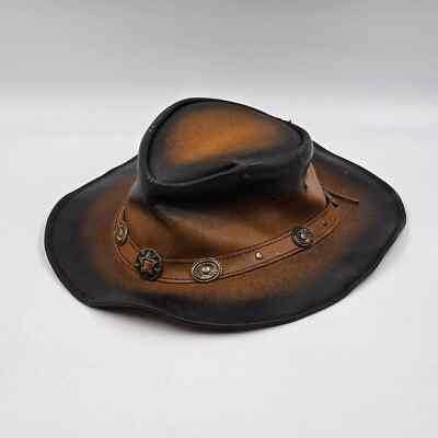 Scippis Men's Size M Tombstone Cowboy Western-Style Leather Hat