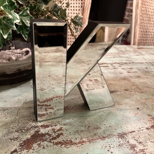 Decorative Letter "K" Beveled Mirror Stand Up 6" Tall.