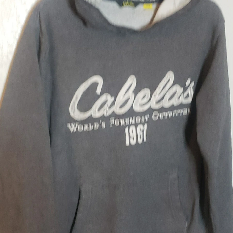 Cabelas Hooded Pullover Sweatshirt Hoodie Mens Small Gray Pocket Hunting  - Image 2 of 4
