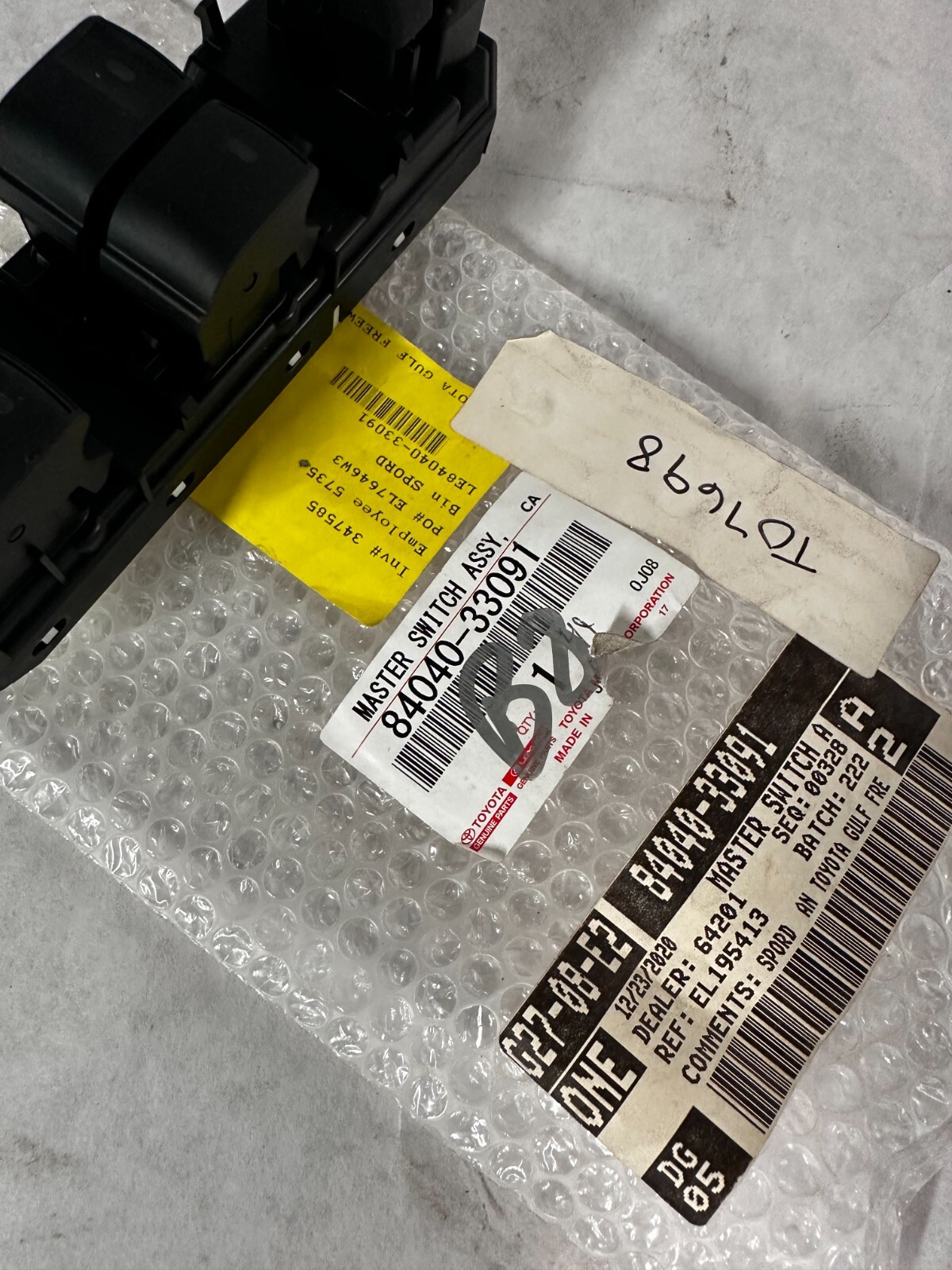 2016 Lexus Es300h Front Door Switch Drivers Window 84040-33091 OEM  