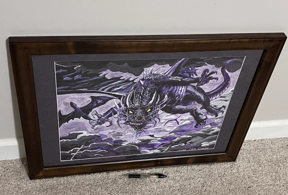 Original Dragon Portrait Oil Painting Signed Framed One of A Kind 27"W x 21"T - Image 3 of 4