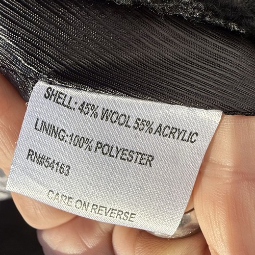 Abrigo para mujer Calvin Klein mezcla de lana pechos 10 cinturón capucha chal cuello - Imagen 10 de 14