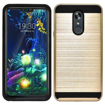 For Stylo 5/Stylo 5 Plus Shockproof Metal Brushed Hybrid Case + Screen Protector