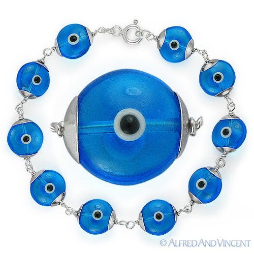 Mal de Ojo Pulsera de Plata Esterlina 925 Nazar Turco Griego Hamsa Cabalá - Imagen 2 de 9