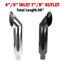 Inlet 4"/5''Outlet 7''/8''Miter Angle Cut Diesel Smoker Exhaust StackTip 36"Long