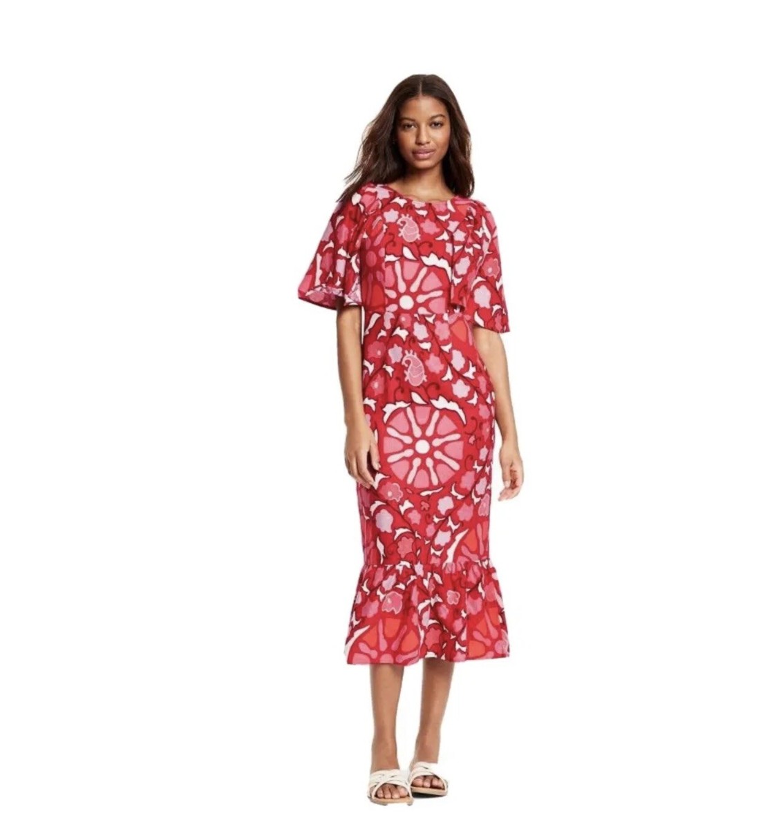 Rhode Dresses | Zinnia Floral Print Bell Sleeve Midi Dress | Color: Red | Size: 10 | Thethrifteegirl's Closet Rhode Dresses | Zinnia Floral Print Bell Sleeve Midi Dress | Color: Red | Size: 10 | Thethrifteegirl's Closet