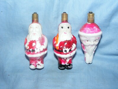 Weihnachten Figur Glühbirne Weihnachtsmann Vintage Glas alt Deko funktionstüchtig o