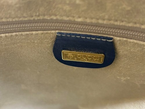 GUCCI Interlocking G Flora Bamboo Shoulder Bag Blue Very Rare Authentic - Picture 16 of 19