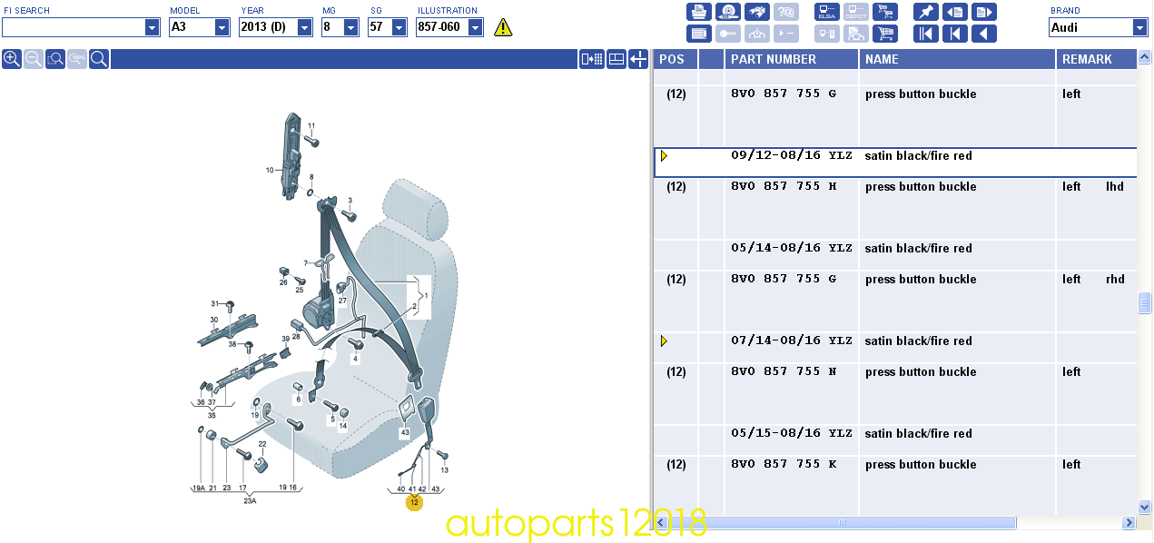 Genuine New Seatbelt Buckle Front Left For Audi A3 13-16 16-8V0857755G YLZ