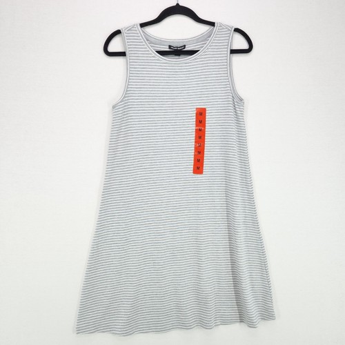 Vestido sin mangas Hilary Radley para mujer mediano informal a rayas gris blanco sin mangas - Imagen 10 de 11
