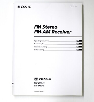 Original SONY STR-DE345/-245 Stereo Receiver Owner's Manual /Bedienungsanleitung