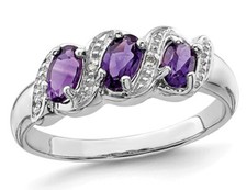 Ladies 3/5 Carat ctw Three Stone Amethyst Ring in Sterling Silver