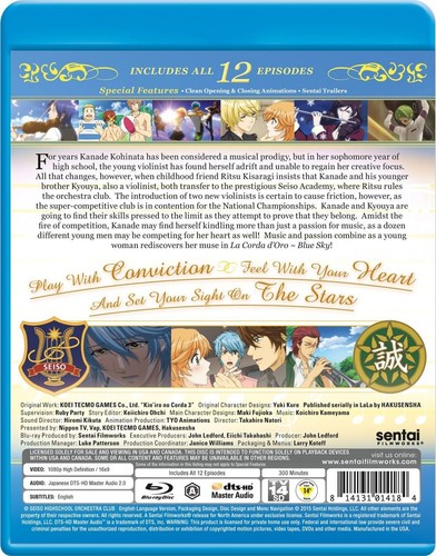 La Corda d'Oro: Blue Sky - Complete Collection Blu-ray Disc NEW SEALED - Imagen 2 de 3